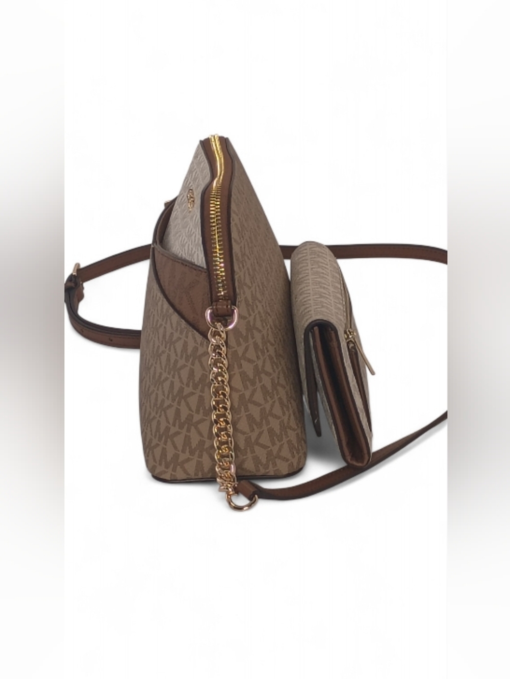 *NWT~ Michael Kors M Camel Mlt Color-Block Sig Logo Crsbdy Bag w/wallet-Jet Set - Picture 9 of 16